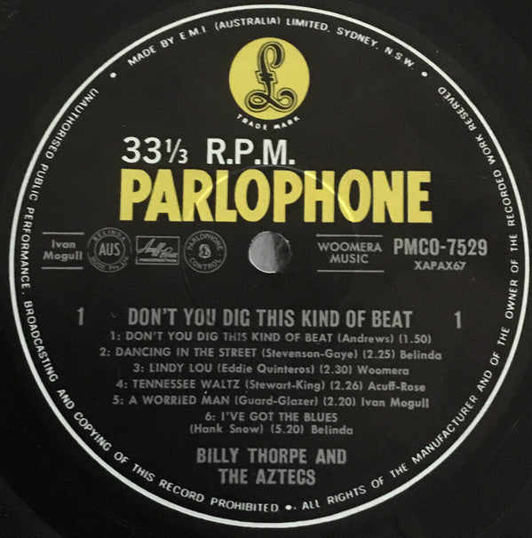 Billy Thorpe And The Aztecs : Don't You Dig This Kind Of Beat (LP, Album, Mono)