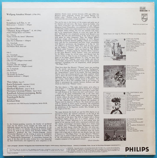 Wolfgang Amadeus Mozart - Staatskapelle Berlin, Bernhard Klee : Thamos, King Of Egypt (Incidental Music) (LP)