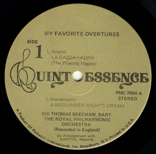 Sir Thomas Beecham, Royal Philharmonic Orchestra : My Favorite Overtures (LP, RE)