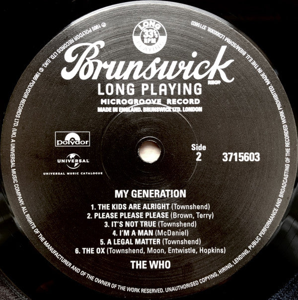 The Who : My Generation (LP, Album, Mono, RE, RM, RP)