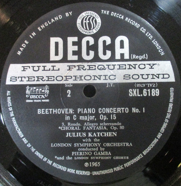 Beethoven*, Julius Katchen, London Symphony Orchestra, London Symphony Chorus, Pierino Gamba : Piano Concerto No. 1 / Choral Fantasy (LP, Album)