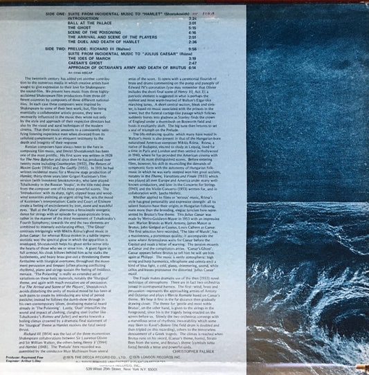 Bernard Herrmann : Music From Great Shakespearean Films Hamlet / Richard III / Julius Caesar (LP)