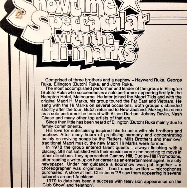 The Hi-Marks (2) : Showtime Spectacular With The Hi-Marks (LP, Album)