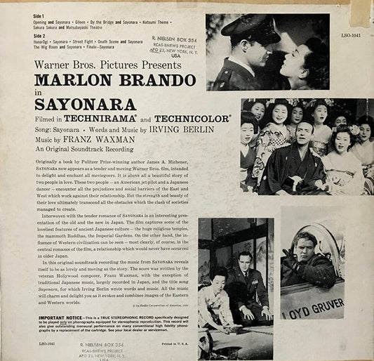 Franz Waxman : Sayonara: An Original Soundtrack Recording (LP, Album)