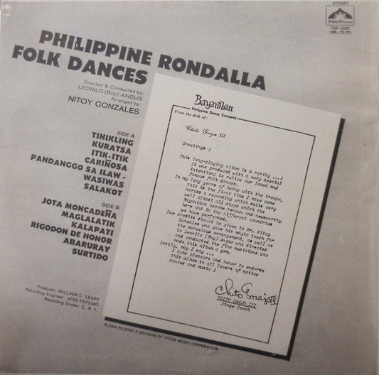 Philippine Rondalla : Philippine Folk Dances (LP, Album)