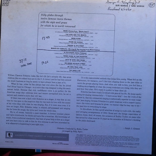 Billy Eckstine : Now Singing In 12 Great Movies (LP, Album, Mono)