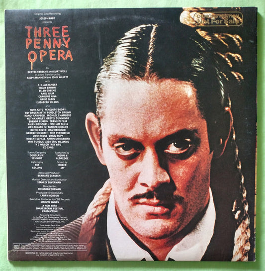 Joseph Papp By Kurt Weill & Bertolt Brecht : Original Cast Recording: Three Penny Opera (LP, Album, Quad, Promo, Gat)