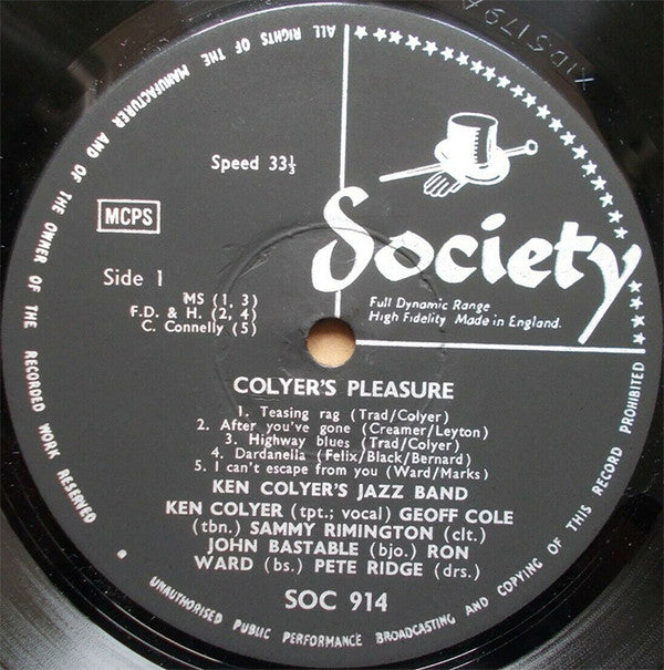 Ken Colyer's Jazz Band : Colyer's Pleasure (LP)