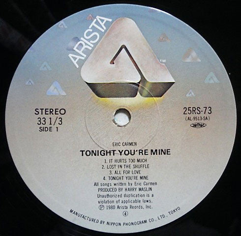 Eric Carmen : Tonight You're Mine (LP, Album)
