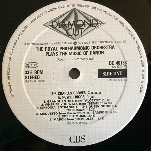 Sir Charles Groves / Royal Philharmonic Orchestra : The Music Of Handel (2xLP)