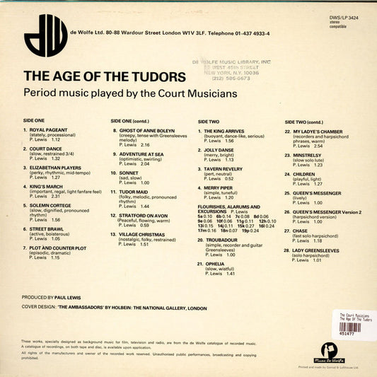 The Court Musicians (2) : The Age Of The Tudors (LP)