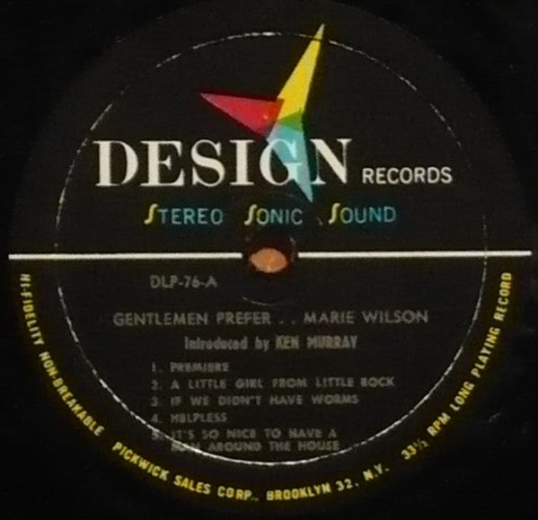 Marie Wilson (5) : Gentlemen Prefer Marie Wilson (LP, Album, Mono)