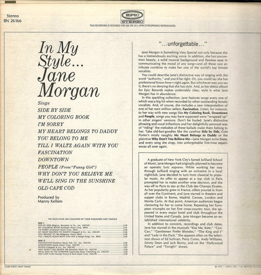 Jane Morgan : In My Style (LP)