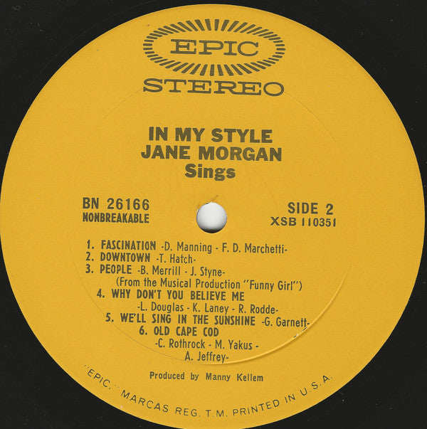 Jane Morgan : In My Style (LP)