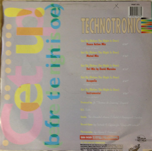 Technotronic : Get Up (Before The Night Is Over) (12")