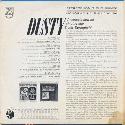Dusty Springfield : Dusty (LP, Album)
