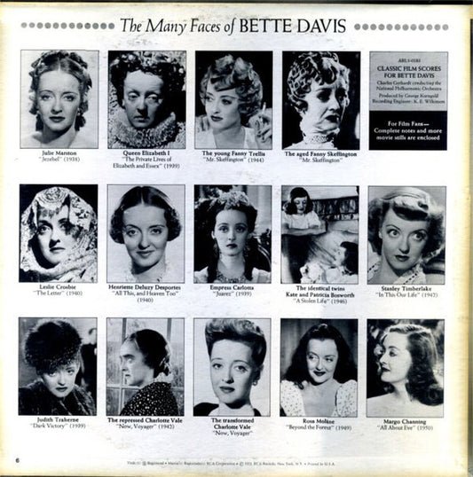 Charles Gerhardt, National Philharmonic Orchestra : Classic Film Scores For Bette Davis (LP, Album)