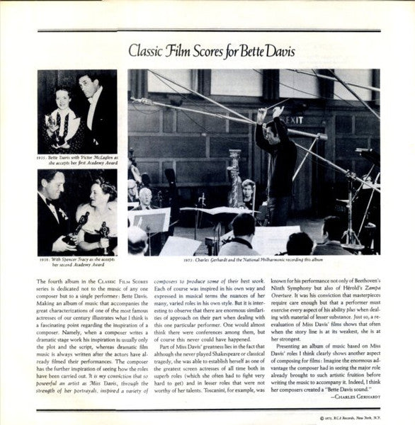 Charles Gerhardt, National Philharmonic Orchestra : Classic Film Scores For Bette Davis (LP, Album)