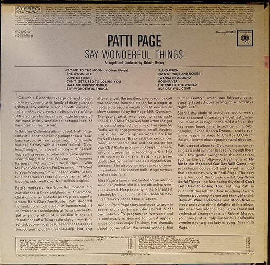 Patti Page : Say Wonderful Things (LP, Album)