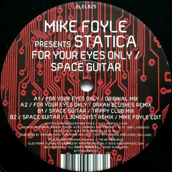 Mike Foyle Presents Statica : For Your Eyes Only / Space Guitar (12")