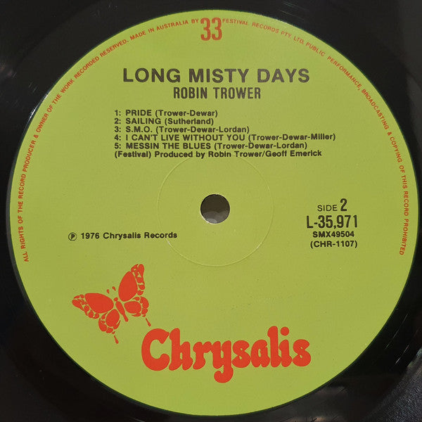 Robin Trower : Long Misty Days (LP, Album)