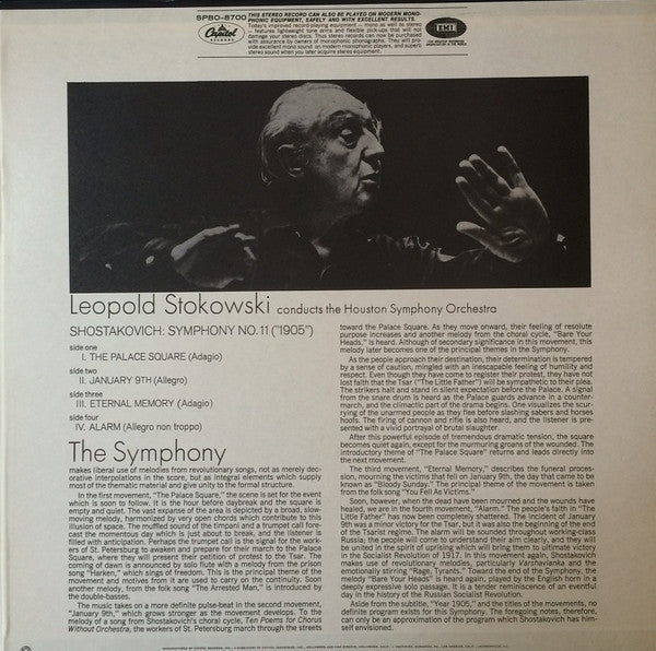 Dmitri Shostakovich : Leopold Stokowski Conducting The Houston Symphony Orchestra : Symphony No.11 (1905) (2xLP, RE)