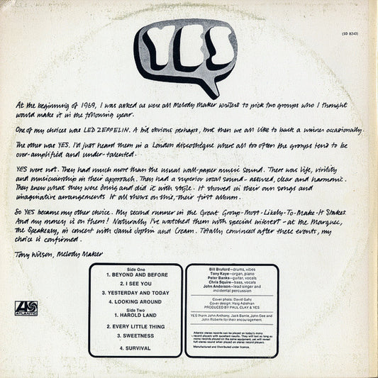 Yes : Yes (LP, Album, RP)