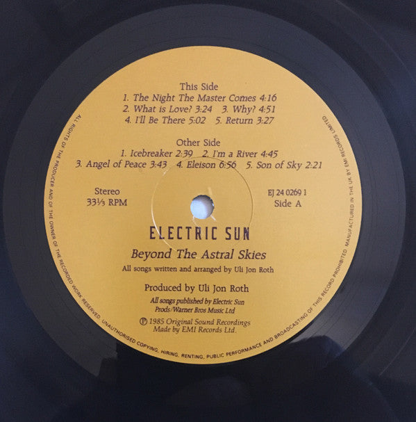 Electric Sun : Beyond The Astral Skies (LP, Album, Gat)