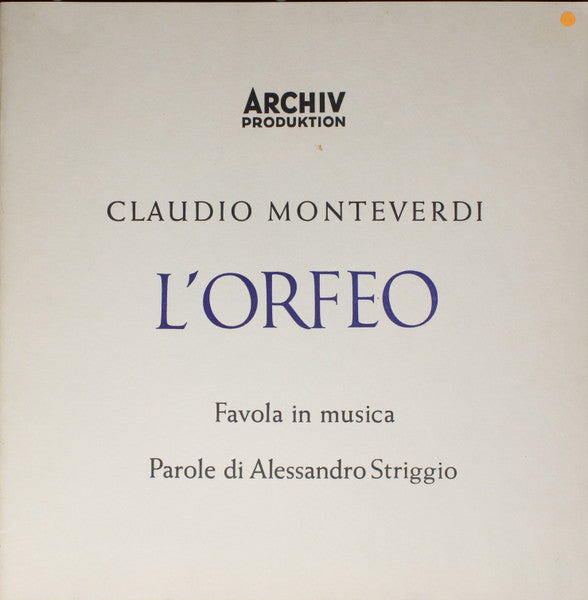 Claudio Monteverdi , Parole Di Alessandro Striggio The Younger : L'Orfeo - Favola In Musica (2xLP, Mono + Box)