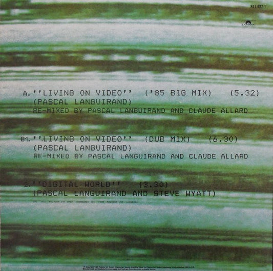 Trans-X : Living On Video ('85 Big Mix) (12", Single, Ltd)