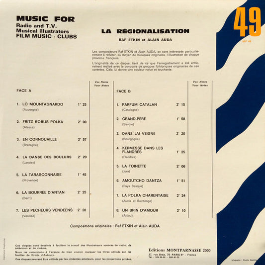 Raf Etkin / Alain Auda : La Régionalisation (LP)