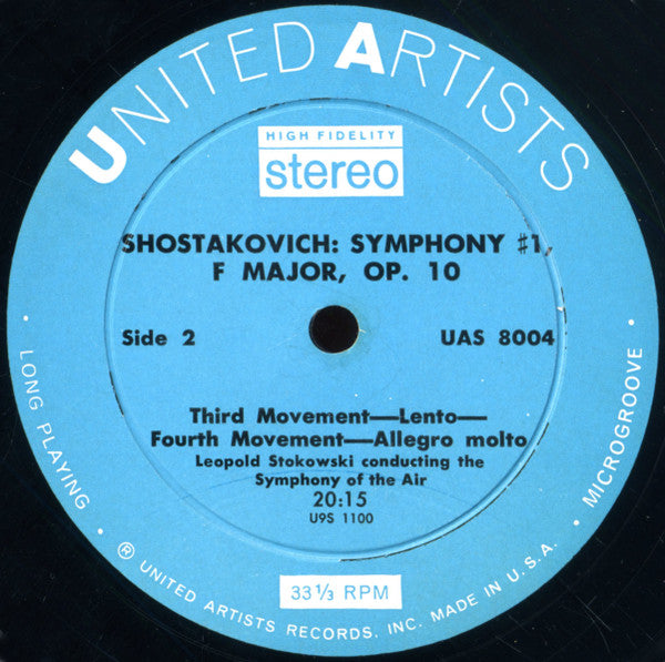 Shostakovich* - Stokowski*, Symphony Of The Air : Symphony No. 1 / Prelude, E Flat Minor / Entr'acte From Lady Macbeth (LP, Album, Pla)