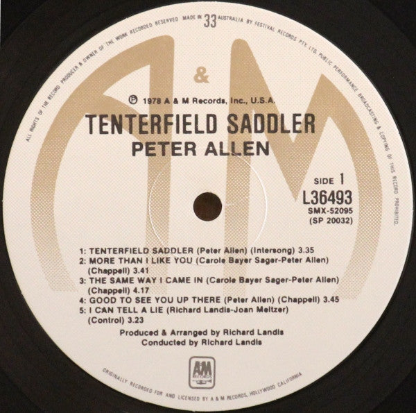 Peter Allen : Tenterfield Saddler (LP, Album, RE)