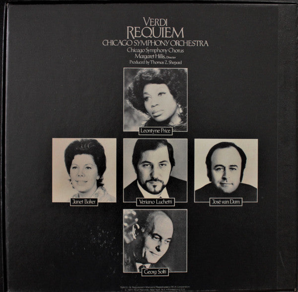 Giuseppe Verdi - Georg Solti, Leontyne Price, Janet Baker, Veriano Luchetti, José van Dam, Chicago Symphony Chorus, Margaret Hillis, Chicago Symphony Orchestra : Requiem (2xLP, Album + Box)