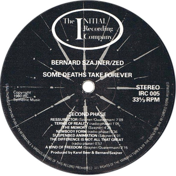 Bernard Szajner / Zed (5) : Some Deaths Take Forever (LP, Album)
