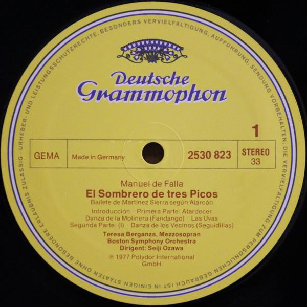 Manuel De Falla, Teresa Berganza · Boston Symphony Orchestra, Seiji Ozawa : Der Dreispitz = The Three-Cornered Hat (LP, Album)