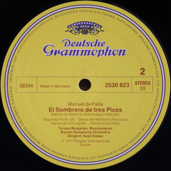Manuel De Falla, Teresa Berganza · Boston Symphony Orchestra, Seiji Ozawa : Der Dreispitz = The Three-Cornered Hat (LP, Album)