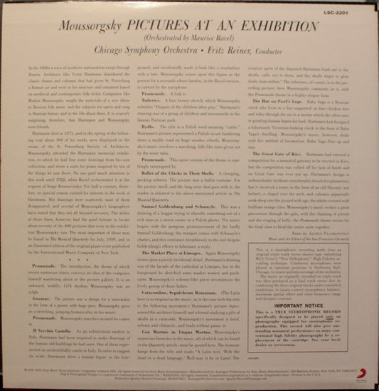 Modest Mussorgsky, Maurice Ravel, Fritz Reiner, Chicago Symphony Orchestra : Pictures At An Exhibition (LP, RE, RM, 200)
