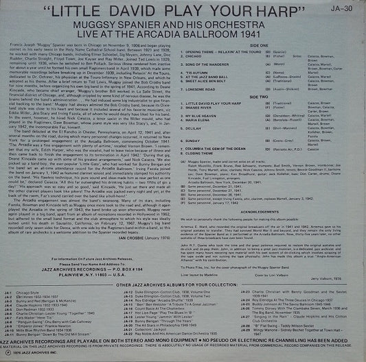 Muggsy Spanier And His Orchestra : Little David Play Your Harp (Muggsy Spanier & His Orchestra At The Arcadia Ballroom, 1941) (LP, Comp)