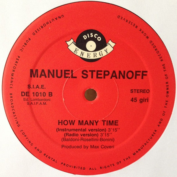 Manuel Stepanoff : How Many Time (12")