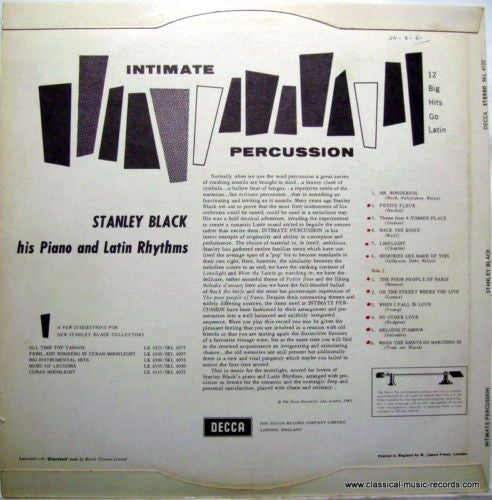 Stanley Black, His Piano And Latin Rhythms : Intimate Percussion (LP, Album)