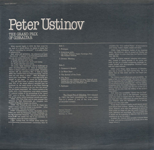 Peter Ustinov : The Grand Prix Of Gibraltar! (LP, RE)