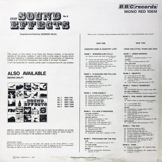 No Artist : Sound Effects No. 6 (LP, Mono)