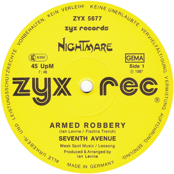 Seventh Avenue : Armed Robbery (12", Maxi)