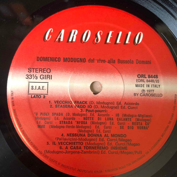 Domenico Modugno : Dal "Vivo" Alla Bussola Domani (LP, Album, RE)