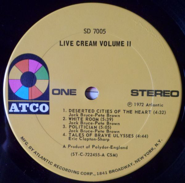 Cream (2) : Live Cream Volume II (LP, Album, CSM)