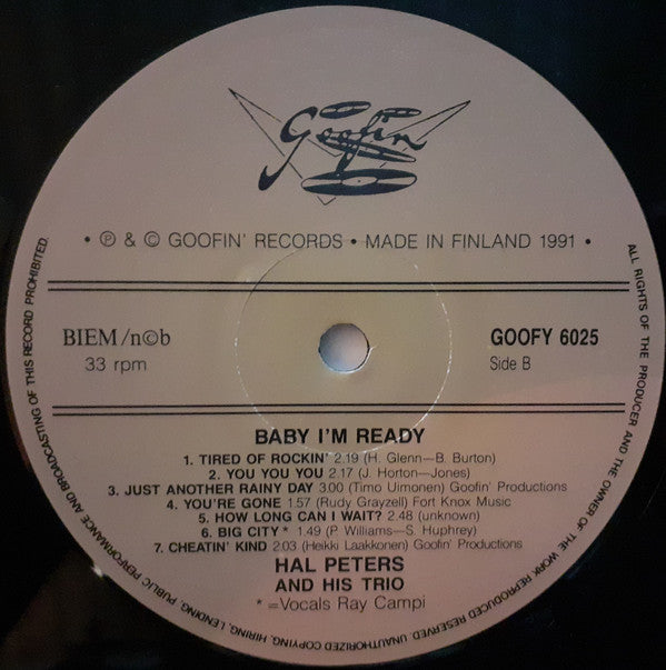 Hal Peters Trio Featuring Ray Campi : Baby I'm Ready (LP)