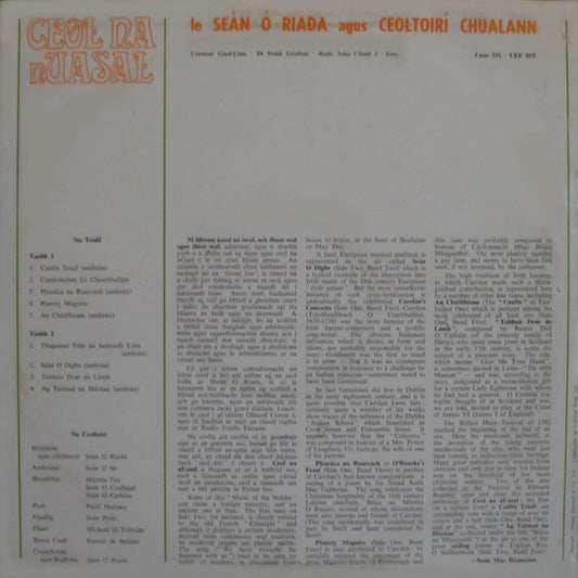Seán Ó Riada, Ceoltóirí Chualann : Ceol Na nUasal (LP, Album)