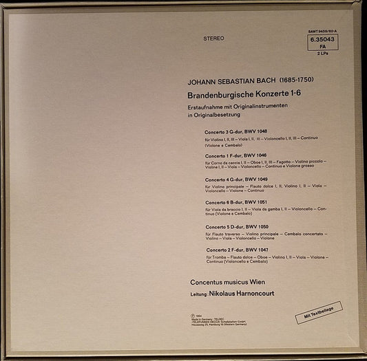 Johann Sebastian Bach – Concentus Musicus Wien : Brandenburgische Konzerte 1-6 (2xLP + Box)