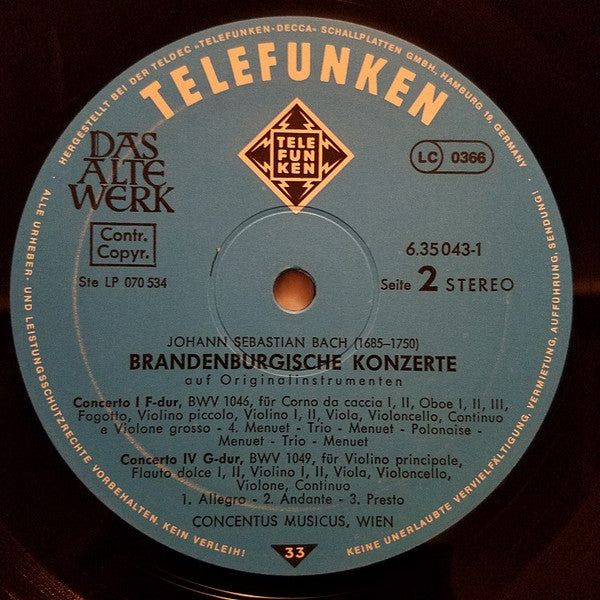 Johann Sebastian Bach – Concentus Musicus Wien : Brandenburgische Konzerte 1-6 (2xLP + Box)